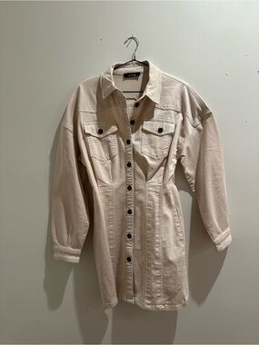 Twin-Set, Cream Button-Front Denim Dress made in Italy